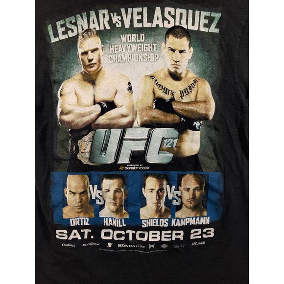 UFC 121 Brock Lesnar vs Cain Velasquez Fight Card Black Shirt Size Medium Ortiz - Picture 7 of 7